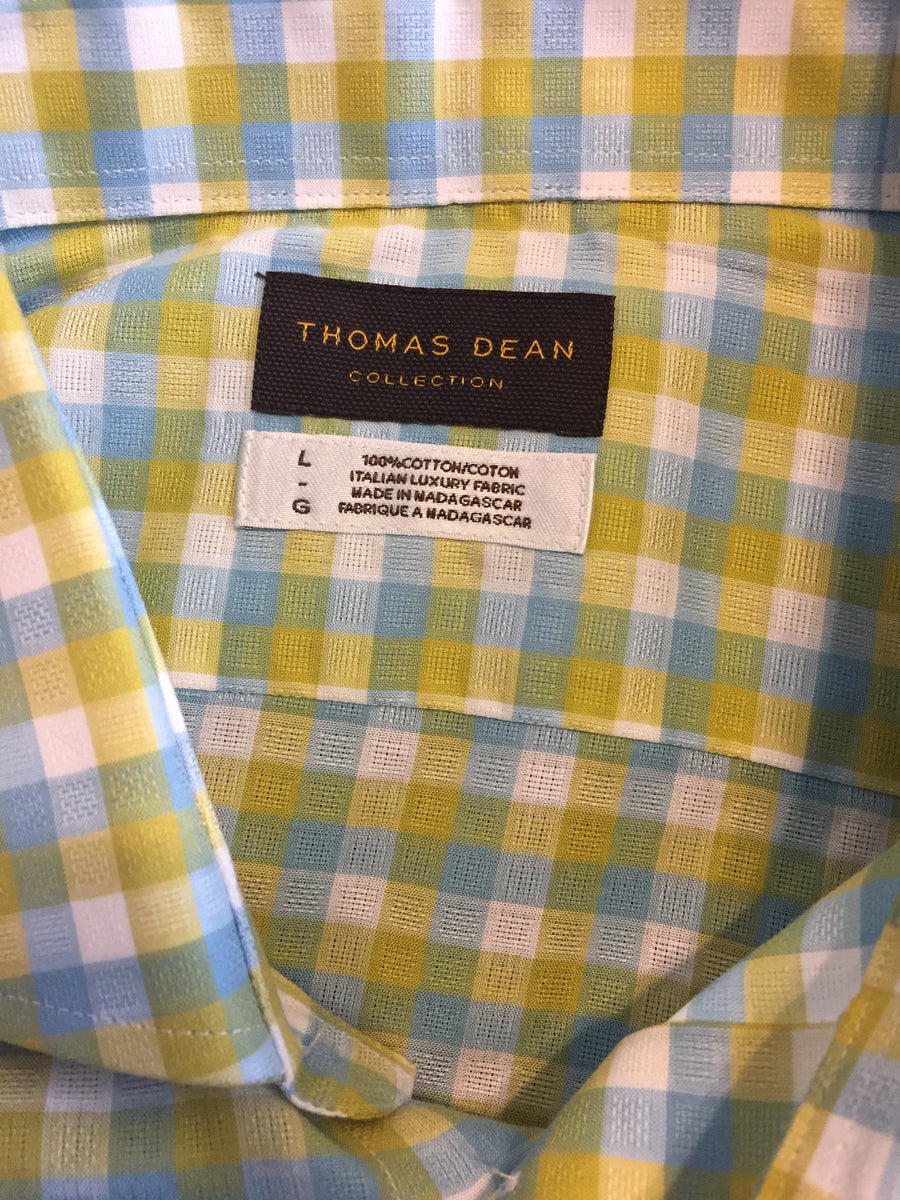 thomas dean dress shirts Thomas Dean button down up sport dress shirt rare floral patterned embroidered