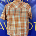 Men’s Large REI Button Up Shirt SS Orange plaid