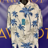 Men’s 2XB Caribbean Hawaiian Shirt 100% Rayon Roundtree Yorke Palm white