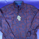 Men’s Small Visconti Black Camo Dress Shirt Button Up Red Blue LS