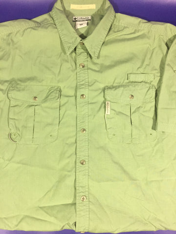 Men’s XL Columbia River Lodge Button Up Shirt Green SS