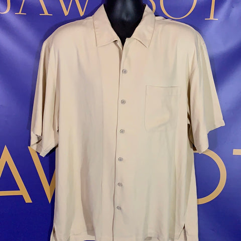 Men’s Large Tommy Bahama Hawaiian Shirt 100% Silk Cream