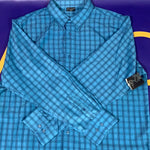 Men’s 2XL R&R Casual Button Up Shirt Blue LS Plaid