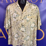 Men’s Large Tommy Bahama Hawaiian Shirt Hibiscus Yellow 100% silk