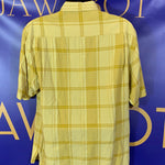 Men’s Medium Tommy Bahama Plaid Shirt 100% Silk Yellow