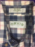 Men’s Medium ORVIS LS Button Up Plaid Shirt Blue