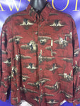 Men’s XL Columbia River Lodge LS Shirt Red Puppy