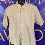 Men’s Large Mountain Hard Wear Button Up Shirt SS Tan