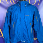 Men’s Medium Marmot Rain Jacket Waterproof Packable Blue Vented