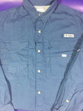 Men’s Medium Columbia PFG LS Shirt Button Up Blue