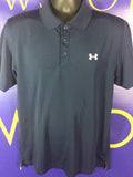 Men’s Medium Under Armour Polo Shirt Heatgear Blue Golf