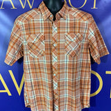 Men’s Large REI Button Up Shirt SS Orange plaid