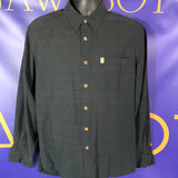 Men’s Large Original Island Sport Hawaiian Shirt LS Black 100% silk