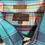 Men’s 2X Plainsman Cowboy Shirt Snap Buttons Plaid Blue