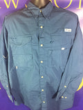 Men’s Medium Columbia PFG LS Shirt Button Up Blue