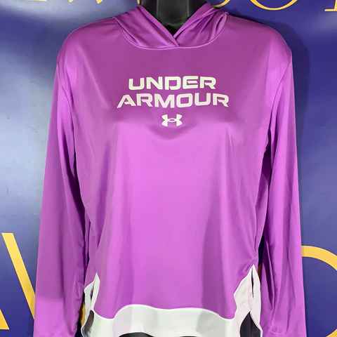 kids Girls Youth XL Under Armour Long Sleeve Shirt HeatGear Purple sun shirt