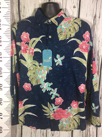 Men’s XL Caribbean Hawaiian LS Shirt 17.5 x 35 Roundtree Yorke Large