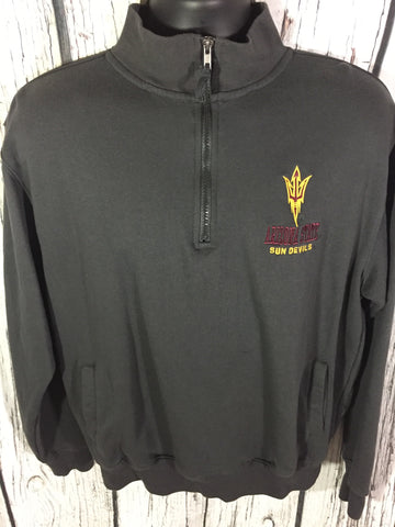 Men’s Large 1/4 Zip Pullover Sweater ASU Devils Grey