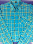 Men’s Large OAKLEY Button Up Shirt Blue Plaid