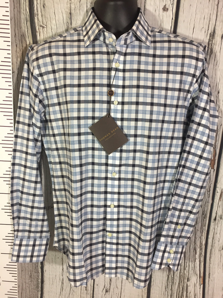 Men's Small Thomas Dean LS Dress Shirt Plaid JAWSBOT Men's Small Thomas Dean LS Dress Shirt Plaid JAWSBOT
