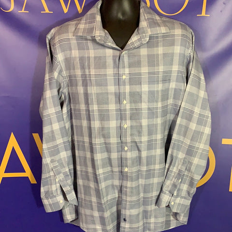 Men’s 17/35 HART SCHAFFNER Marx LS Button Up Shirt Blue Plaid