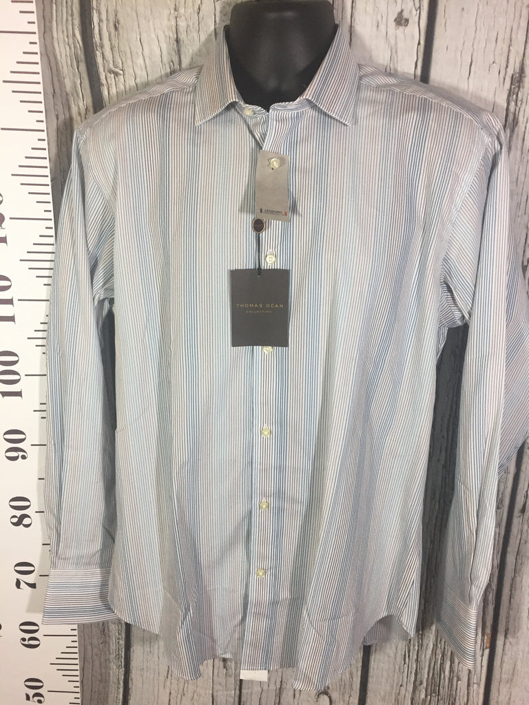Men's Medium Thomas Dean LS Dress Shirt Italian Fabric JAWSBOT Men's Medium Thomas Dean LS Dress Shirt Italian Fabric JAWSBOT
