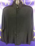 Men’s Large Genelli 100% Silk LS Button Up Shirt Black