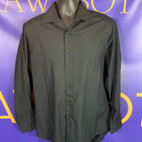 Men’s 15.5 32/33 Medium VAN HEUSEN Button Up Shirt Black LS