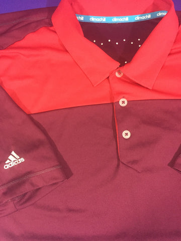 Men’s Large Adidas Polo Shirt Climachill Maroon Golf