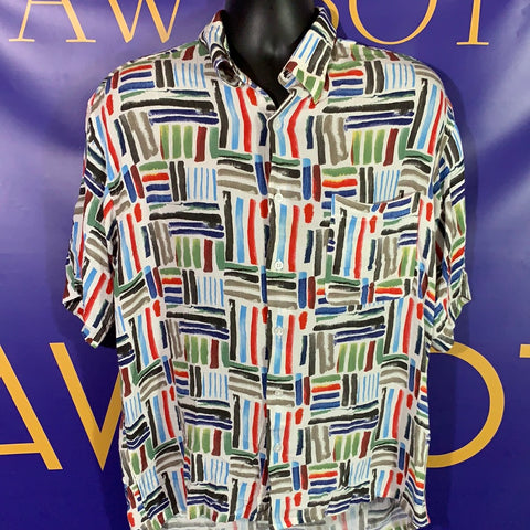 Men’s Large ST. CROIX Button Up Shirt Hawaiian SS 100% Rayon