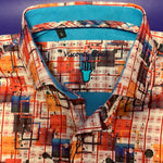 Men’s Small Visconti Black Button Up Shirt Multi Color Art LS