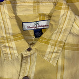 Men’s Medium Tommy Bahama Plaid Shirt 100% Silk Yellow