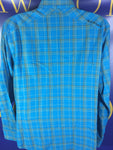 Men’s Large OAKLEY Button Up Shirt Blue Plaid