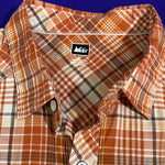 Men’s Large REI Button Up Shirt SS Orange plaid