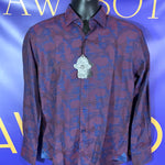 Men’s Small Visconti Black Camo Dress Shirt Button Up Red Blue LS