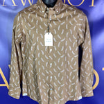 Men’s Medium CROSBY & HOWARD Button Up Shirt LS Feather Brown