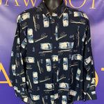 Men’s Large Roundtree Yorke Fishing shirt LS Button Up Blue