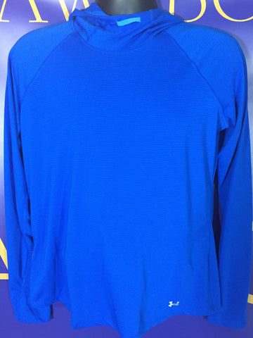 Men’s Large Under Armour Running LS Shirt Hooded Blue