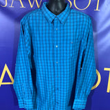 Men’s 2XL R&R Casual Button Up Shirt Blue LS Plaid