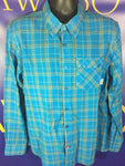 Men’s Large OAKLEY Button Up Shirt Blue Plaid