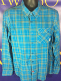 Men’s Large OAKLEY Button Up Shirt Blue Plaid