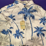 Men’s 2XB Caribbean Hawaiian Shirt 100% Rayon Roundtree Yorke Palm white